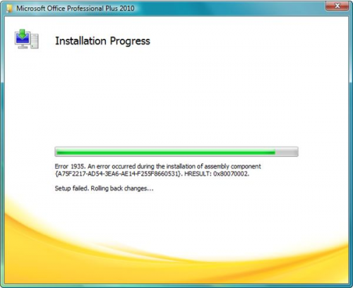 microsoft office 2007 error 1935
