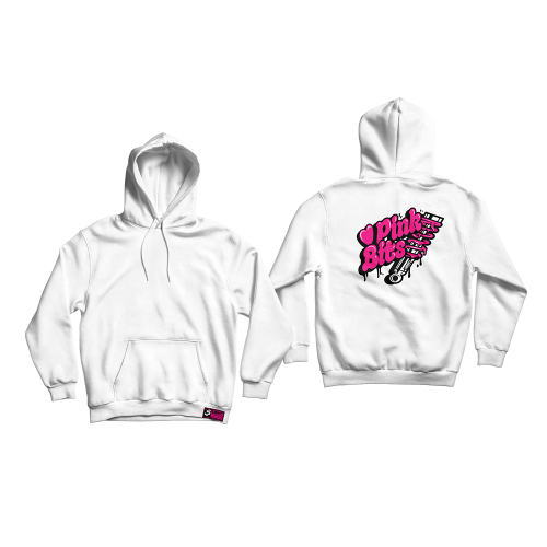 Pink Bits Hoodie White